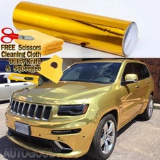72" x 60" Gold Chrome Mirror Vinyl Film Wrap Sticker Decal Stretchable 6ft x 5ft