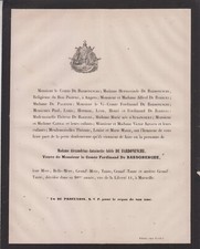 1889 Faire-part décès Vicomte Alexandre-Camille-Arthur de BARDONNET - Sancerre.