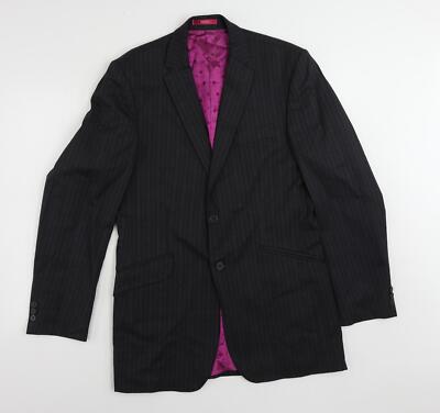 Ten by Michael Owen Herren Grau Gestreift Wolle Sakko Anzugjacke Größe 38 Regular