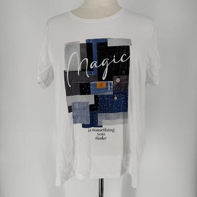 Encuentro Magic Graphic T-Shirt - Weiß Größe L 23'' Achsel zu Achsel.