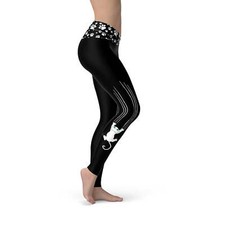 Black Cat Claw Scratch Printed Leggings For Women - Black / Cat Print / Cat Lov