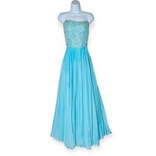 SHERRI HILL  Women Strapless Dress Prom Wedding Size 16  Blue Long