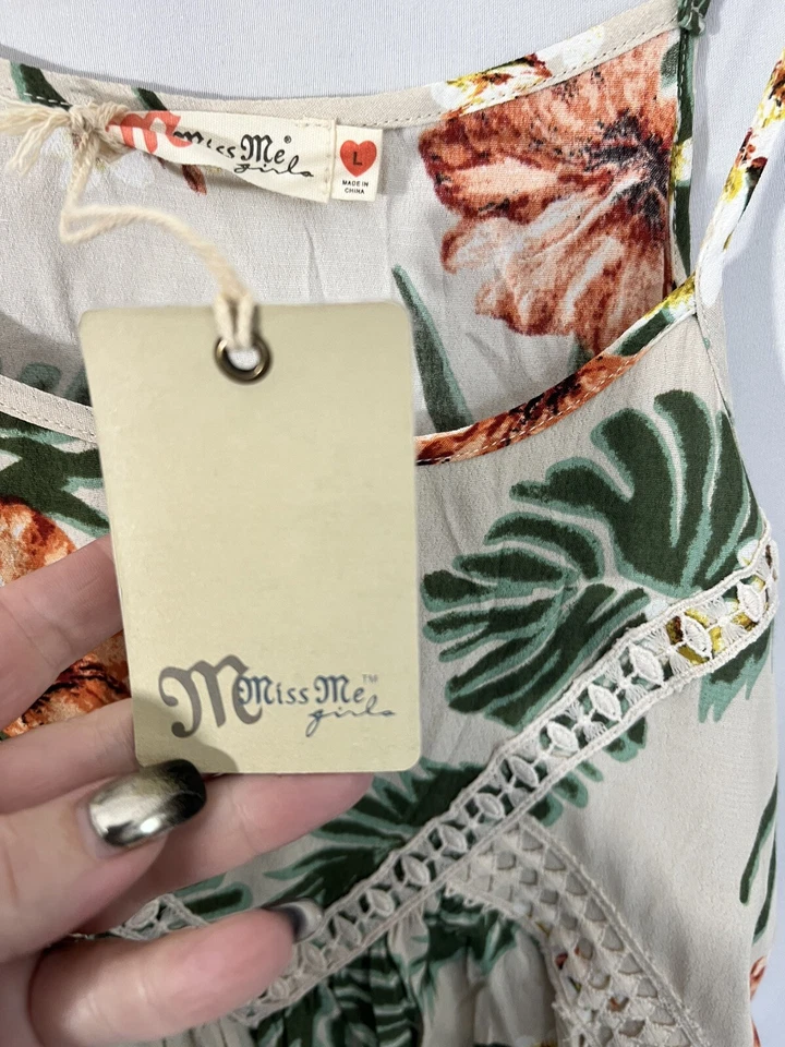 Vestido Miss Me Niñas Talla Grande Correa Ajustable Floral Con Borde de Encaje NUEVO NUEVO CON ETIQUETAS Foto 3 de 4