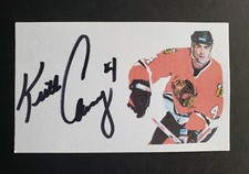 Keith Carney signed Chicago Blackhawks hockey index card 