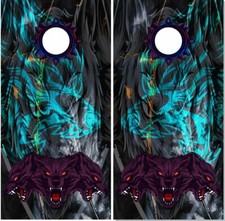 Cerberus Mythical Wolf Cornhole Wrap Bag Toss Skin Decal Sticker