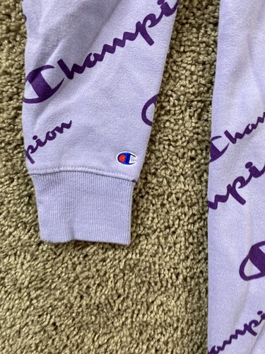 Champion Sweater Youth Medium Purple Sweatshirt Pullover Signature Kids Girls - Picture 6 of 11