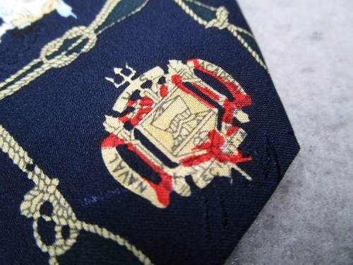 Corbata de Colección Nicole Miller para Hombre Azul Seda 4" Academia Naval Hecha a Mano 2003 - Imagen 3 de 7