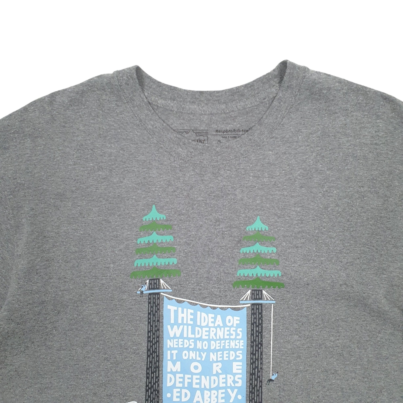 PATAGONIA Grey T Shirt Tee Spellout Short Sleeve Cotton Blend Mens M image 3