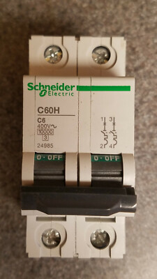 Schneider MG24985, Breaker, Multi 9, C60H, 2P, 6A, C Curve, 277V (New Old Stock)