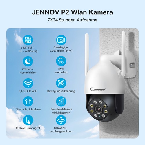 WLAN Funk PTZ Überwachungssystem mit NVR Monitor Video 5MP IP Kamera Set Außen - Bild 2 von 16