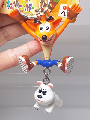 Crash Bandicoot & Polar Figure Keychain Banpresto 1999 Vintage Toy