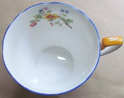 AYNSLEY B948 PATRÓN TRÍO - PÁJARO SOBRE RAMA FLORAL RIBETE AZUL (8667) - Imagen 5 de 10