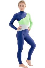 Kinder Voltigieranzug Ganzanzug "Susan" dreifarbig marine-neongrün-silber