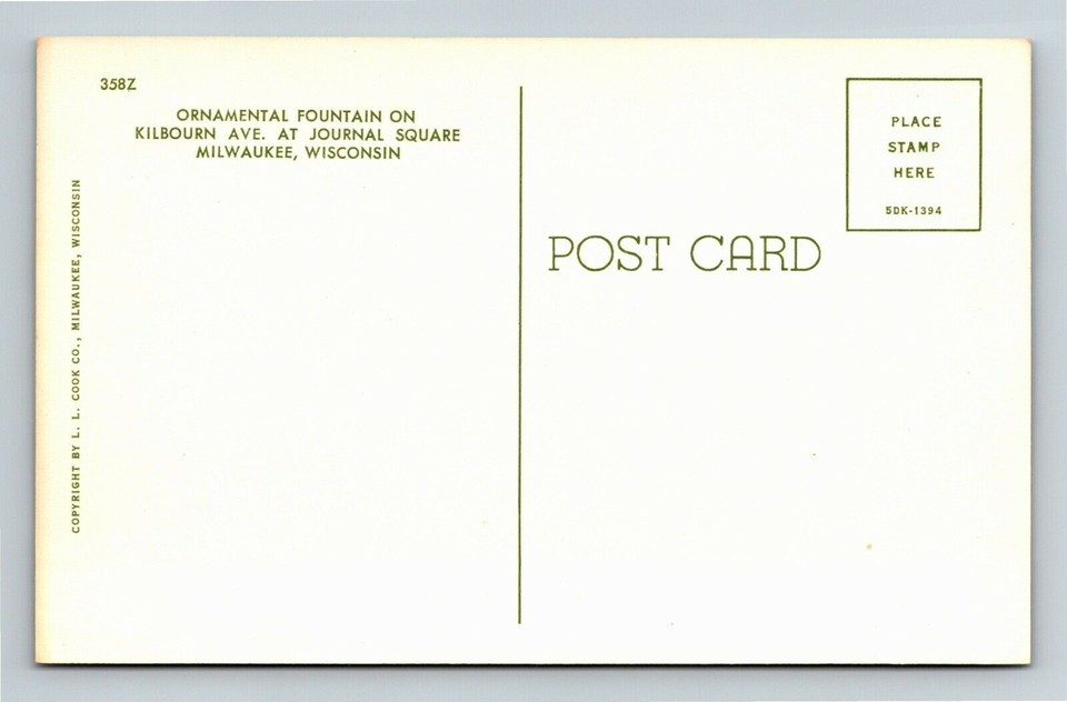 Journal Square Ornamental Fountain Gardens, Milwaukee Wisconsin Vintage