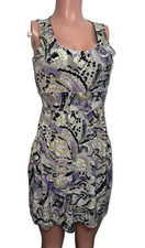 Michael Kors S Purple Print Side Pockets Lined Empire Dress New Y2K Style Soft