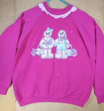 Teddy Bear Sweatshirt Vintage womens USA 90's Extra Large xL Fruit Loom R63