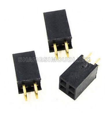 10X 2x2 Pin 4P 2.54mm Double Row Female Straight Header Pitch Socket Strip