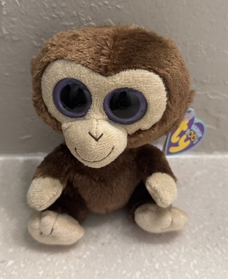 Ty Beanie Boos COCONUT Monkey 6  Solid Eyes Purple Tags 2011 New
