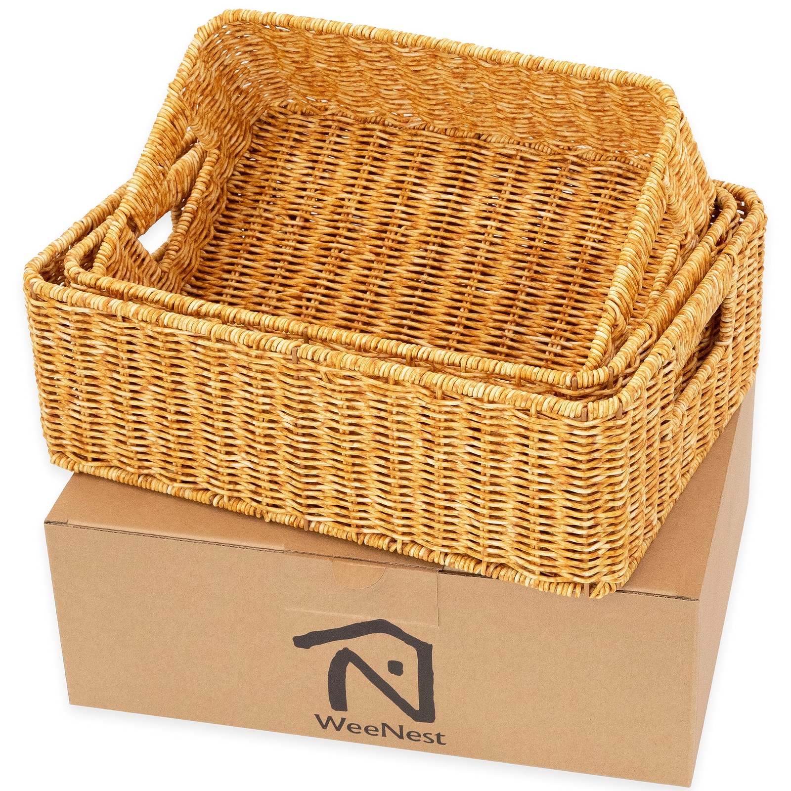 WeeNest Wicker Storage Baskets for Organizing, Undershelf Storage, Decorative Home and Office Organization Solutions