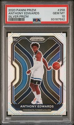 2020 PANINI PRIZM SILVER PRIZM #258 ANTHONY EDWARDS ROOKIE RC PSA 