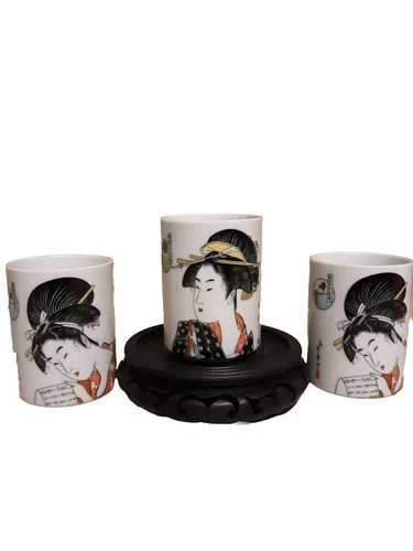 Lot of 3 Mikado Porcelain Geisha Tea Sake Cups