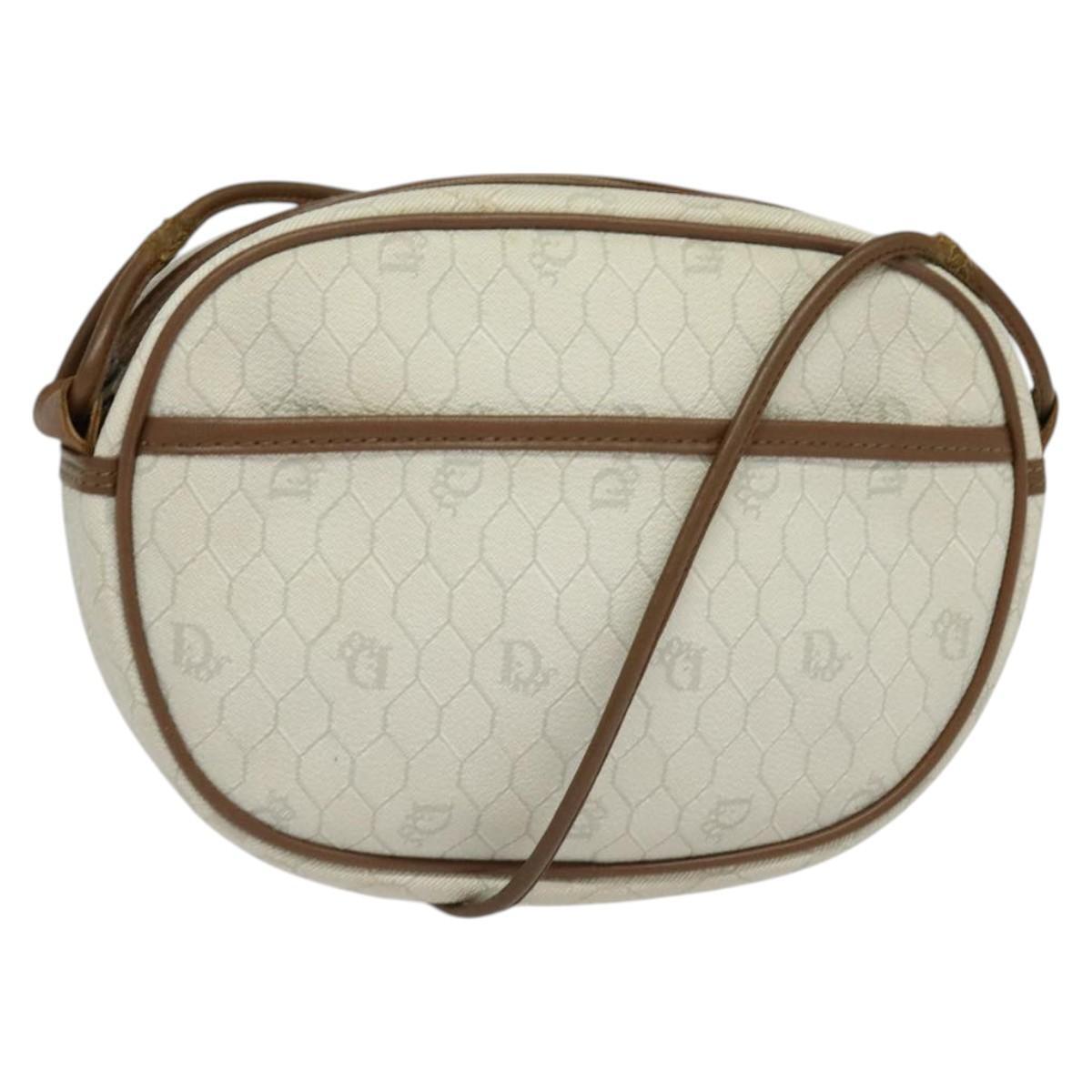 Dior Honeycomb Canvas Shoulder Bag PVC White MX307 Authentic