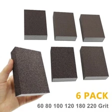 6PCS Drywall Foam Sanding Sponge Blocks Set Wet Dry Sand Paper Lot 60-220 Grit