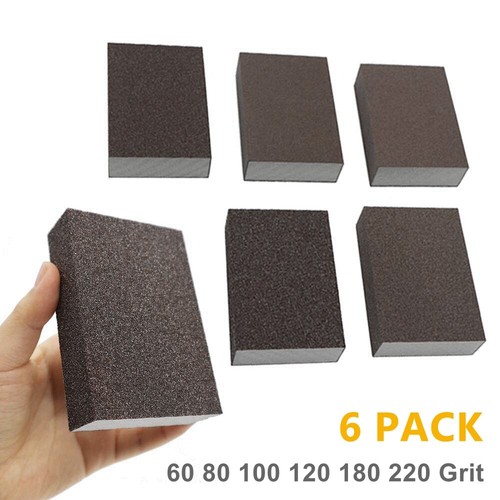6PCS Drywall Foam Sanding Sponge Blocks Set Wet Dry Sand Paper Lot 60-220 Grit - 第 1/8 張圖片