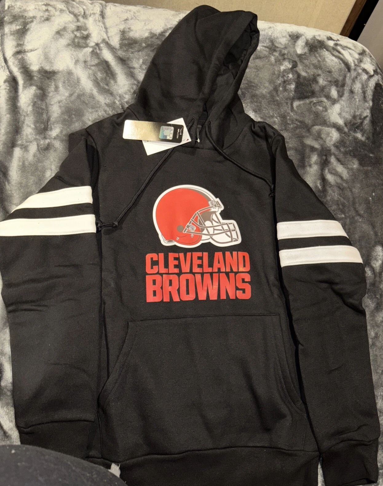 VETEMENTS Felpa con cappuccio uomo NFL Team Apparel Cleveland Browns nera pullover piccola