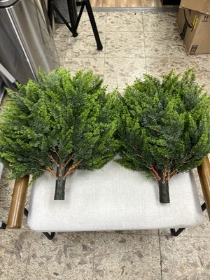 22'' Artificial Cedar Topiary Ball Tree 2-Pack for Indoor/Outdoor Decor