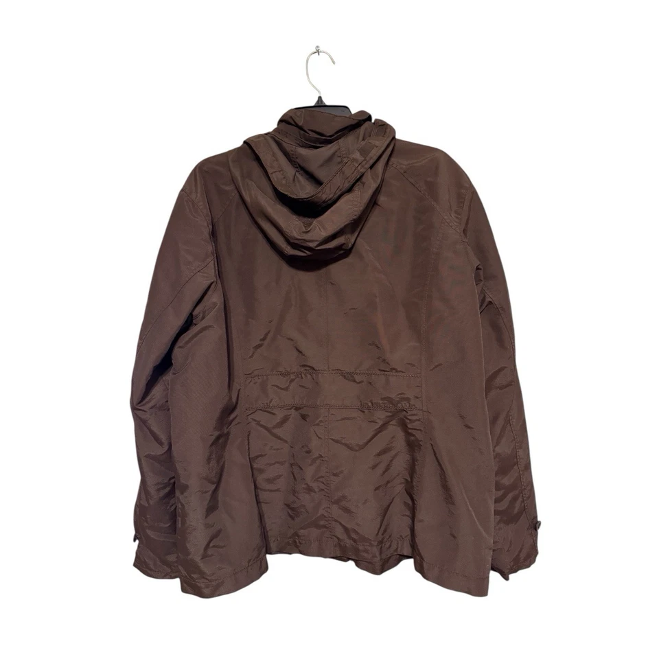 Chaqueta de Lluvia Lands’ End Squall Con Capucha XL 18-20 Marrón Impermeable Embalable Foto 4 de 4