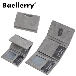 Men Slim Wallet Trifold PU Leather Front Pocket Credit Card Holder Handbag Purse