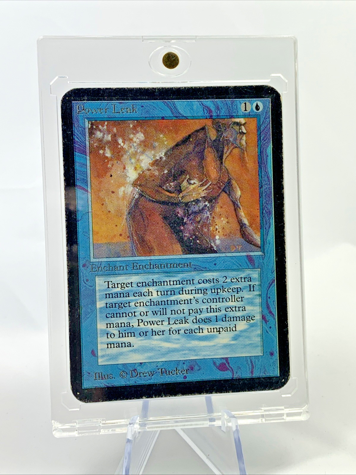 VINTAGE ALPHA – Power Leak – MTG Magic the Gathering 1993 Card in Holder