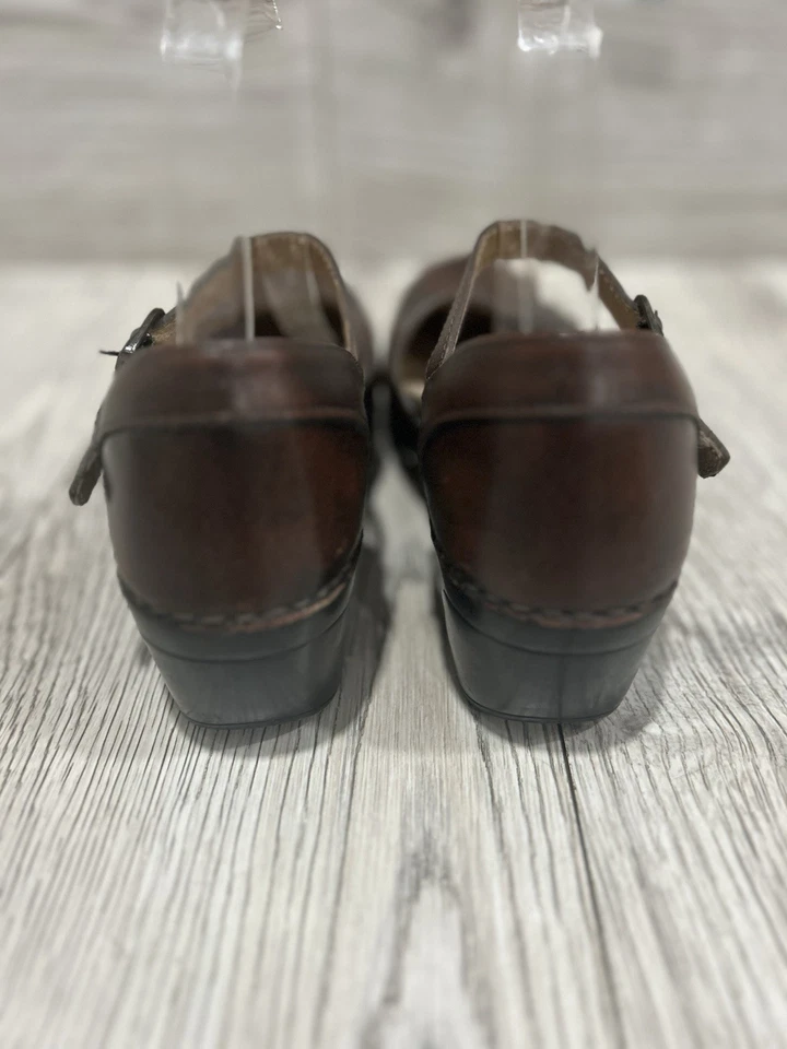 Dansko Sally Mary Jane Tacones Bloque Mujer EE. UU. 9.5 Cuero Marrón Correa al Tobillo UE 40 Foto 3 de 4