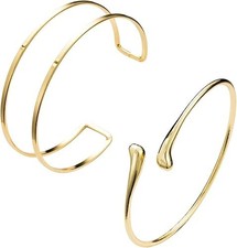 2Pcs Gold Arm Cuff Jewelry for Women Upper Arm Bracelet Bangle Open Adjustable C