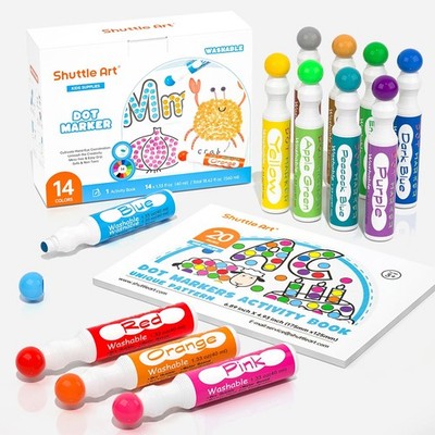 14 Farben Bingo Dabbers Stifte, Dot Marker auswaschbar für kinder40ml mit 20 ...