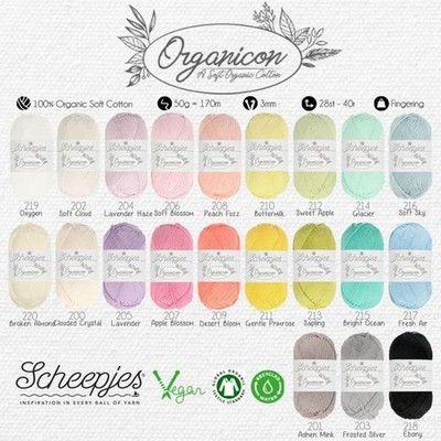 5 x Scheepjes Organicon Handstrickgarn Vegan 