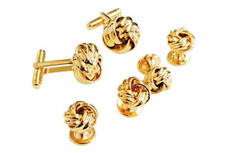 Gold Double Rope Knot Cufflinks and Studs