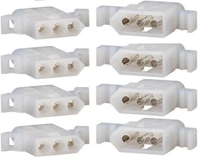 Molex Connector Lot, 4 Matched Sets, (3-Circuits) w/18-24 AWG .062'' Pins,...