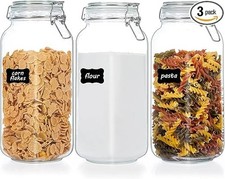 78Oz Glass Food Storage Jars with Airtight Clamp Lids, 3 Pack Large Kitchen Cani