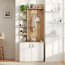 Image of Hallway Coat Rack with 5 Shelves Closed Shoe Cabinet Entryway Organiser 180 cm