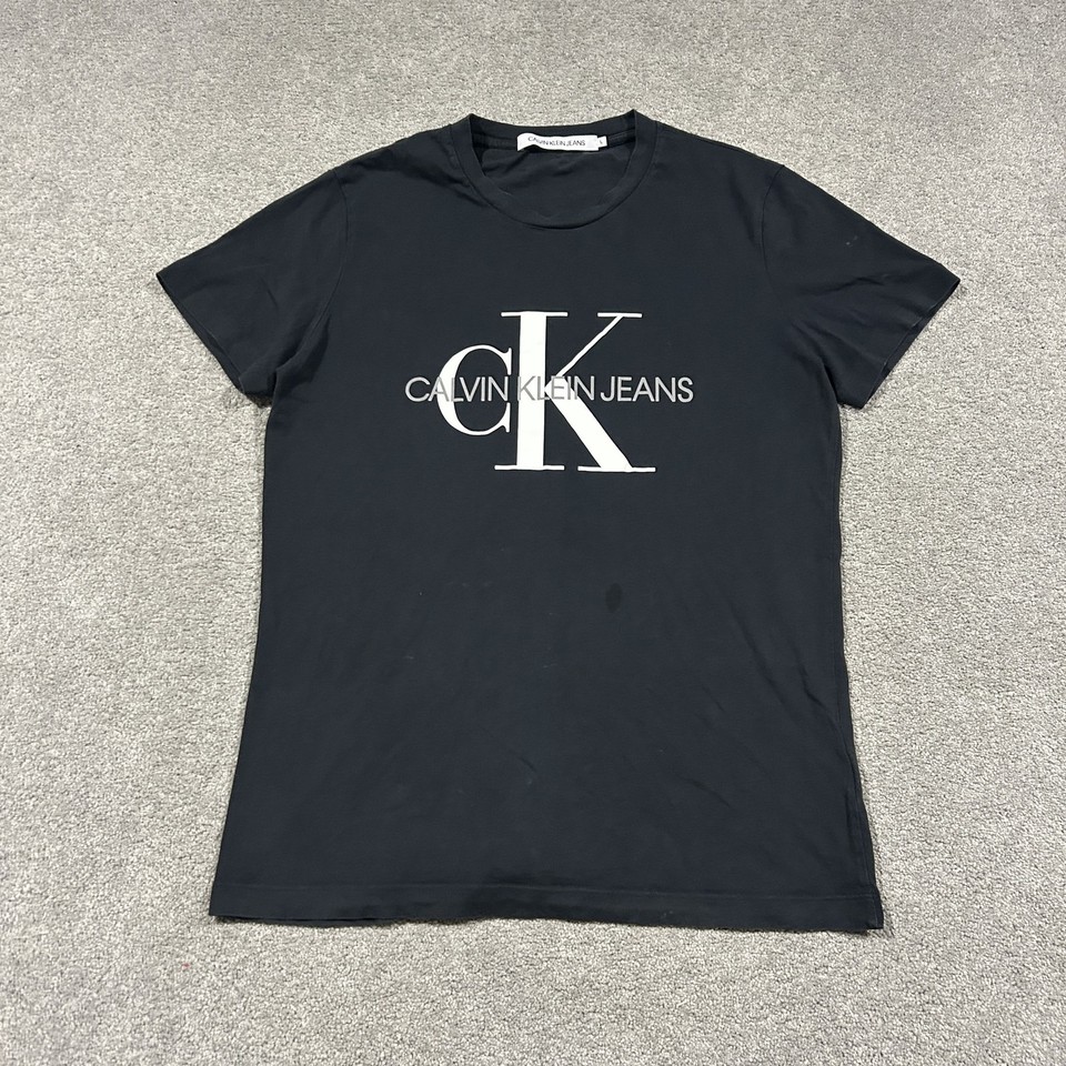 Calvin Klein Jeans Logo T-Shirt L Black CK Graphic Tee Streetwear Casual Unisex