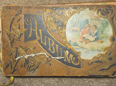 ''Album'' Autograph Scrapbook Book Made in Germany Floral Pages, 1908 Entries