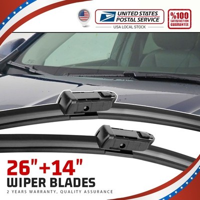 26'' & 14'' Bracketless FRONT OEM QUALITY Windshield Wiper Blades Hybrid Silicone