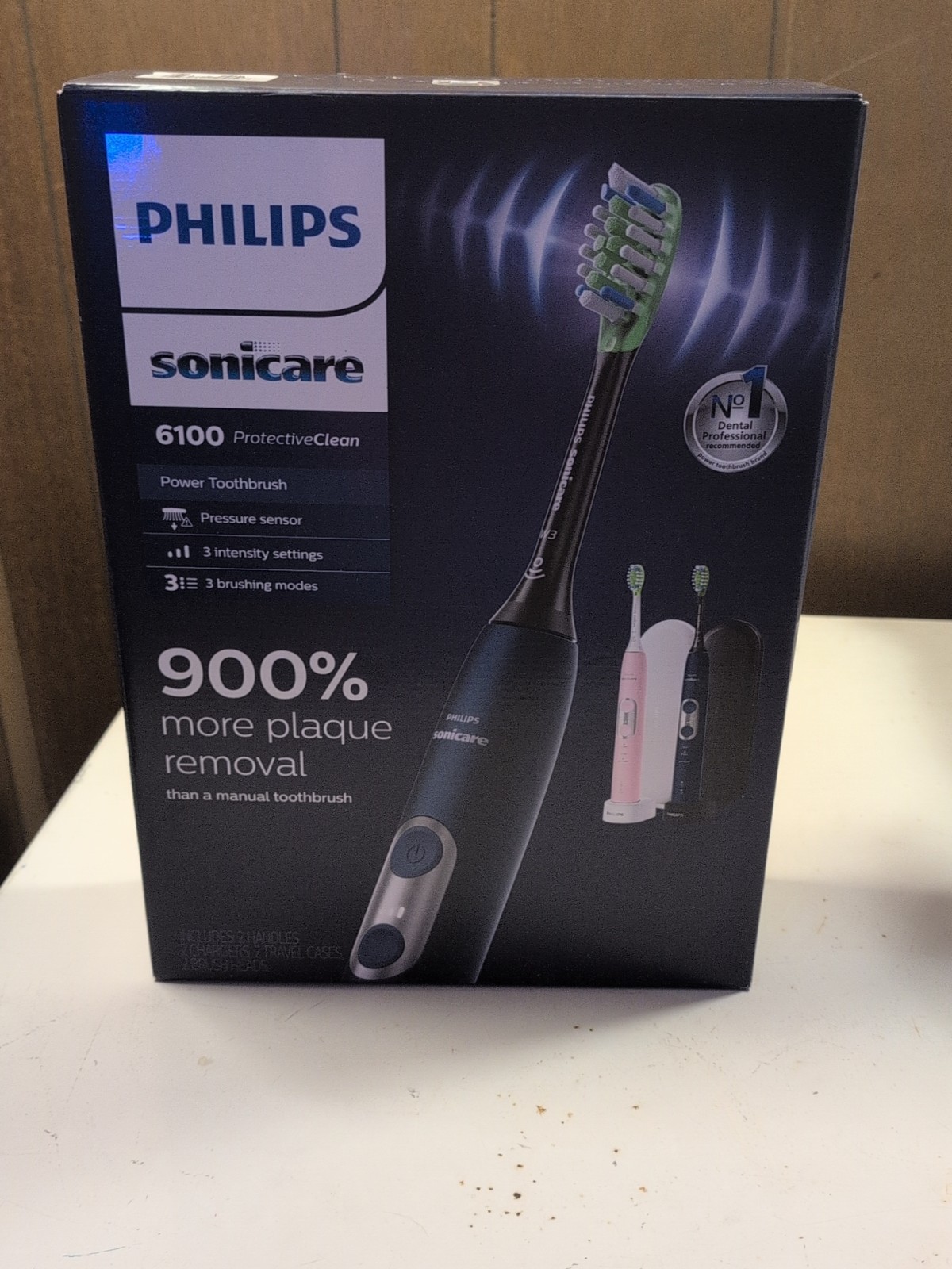 Philips Sonicare 6100 ProtectiveClean Power Toothbrush 2 Pack, Navy/Pink *New