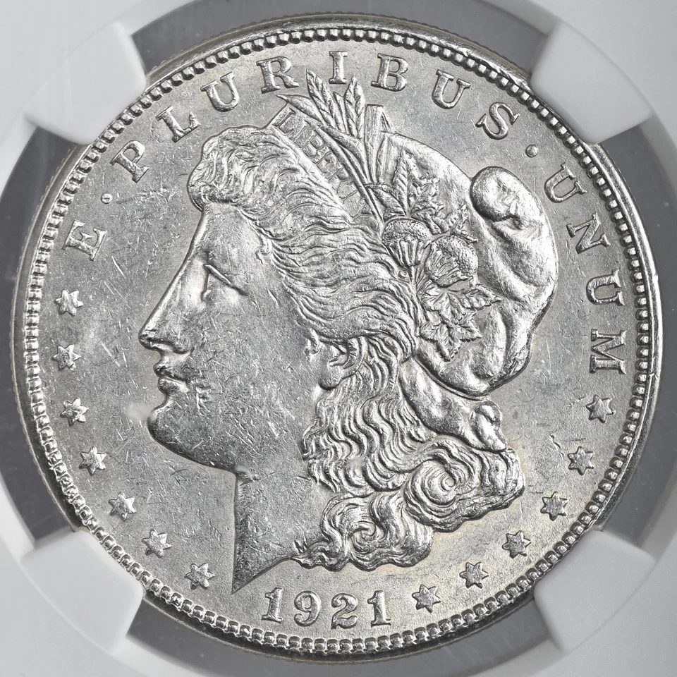 1921-S  $1  MORGAN SILVER DOLLAR  NGC AU55 #6457634-028 SCRUFFY PLASTIC HOLDER - Image 2 of 4