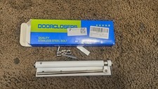 Automatic Self-Closing Door Closer Stainless Steel Brushed White/Silver 85lb Kit