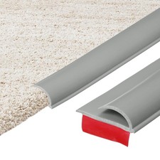 6.56Ft x 1.38" x 0.39" Self-Adhesive Carpet Edge Strip, Plastic Gap Cover, Gray