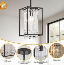 Feohak 1-Light Kitchen Island Ceiling Lighting, Modern Crystal Black Mini Pendan