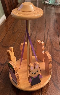 Ungewöhnliches seltenes Holzkarussell Karussell Kinder/Kleinkinder sensorisches Spielzeug 